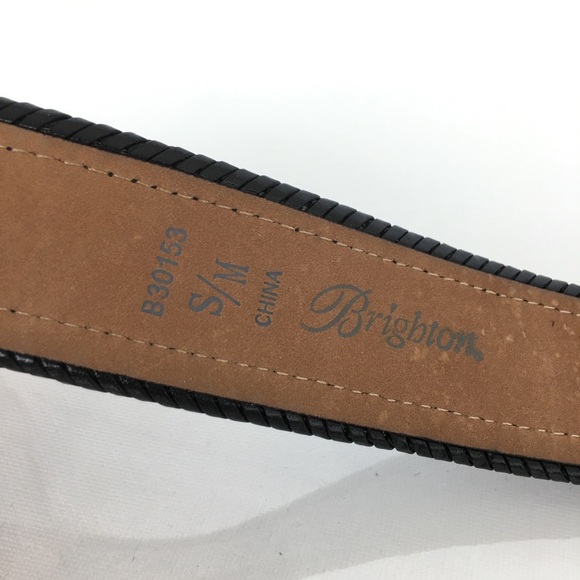 Brighton B30153 Black Croc Embossed Leather Fringe Tie Belt Women’s Size S/M main image 8